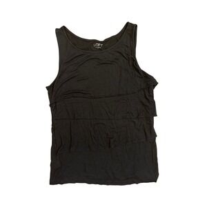 LOFT Black Tiered Ruffle Tank Top Womens S Sleeveless Casual Everyday Office Y2K
